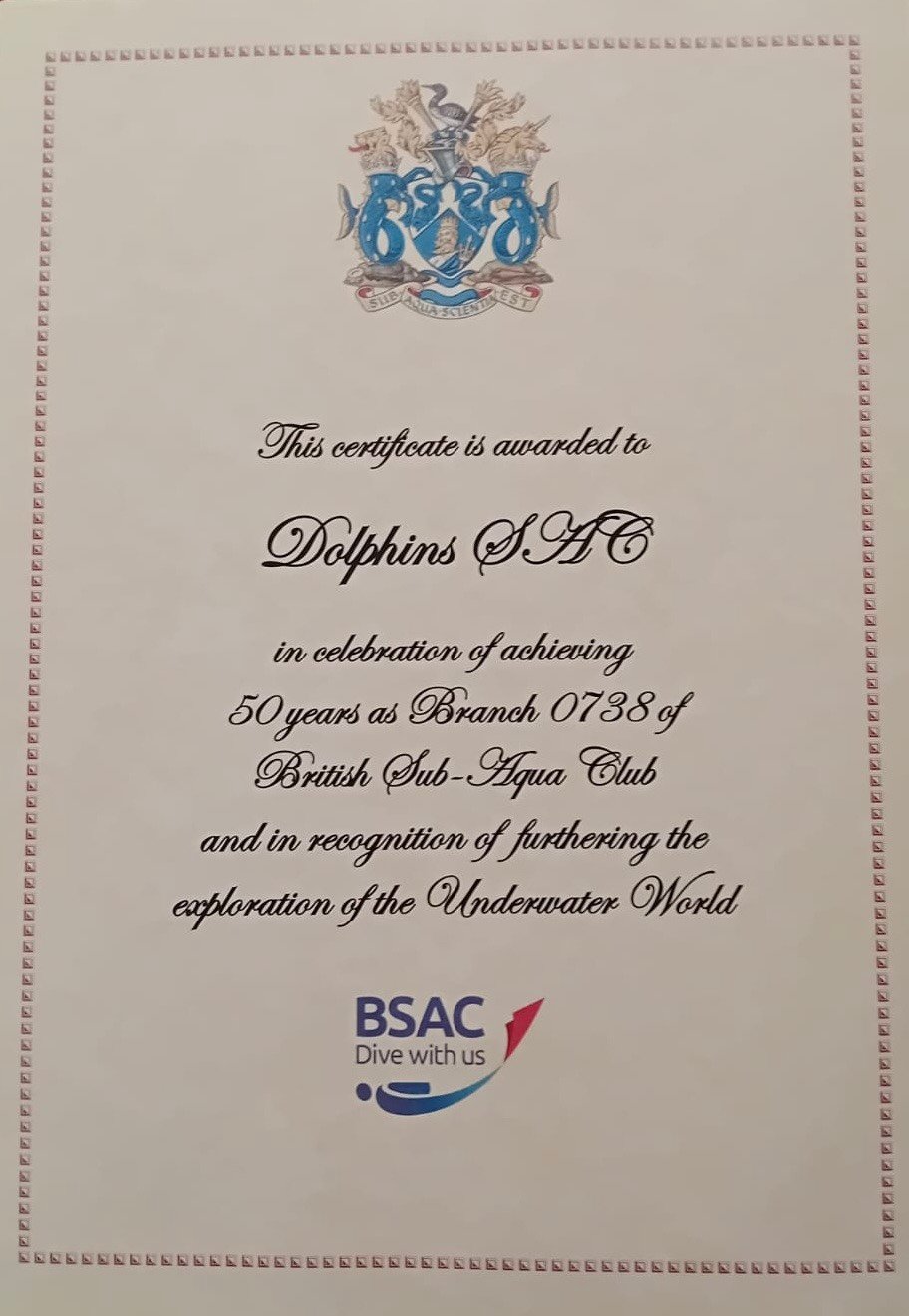 50th anniversary certificate